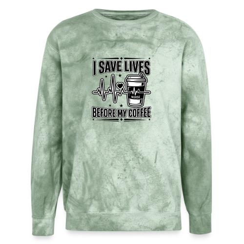 Nurse Coffee Humor - Saving Lives - Unisex Colorblast Crewneck Sweatshirt