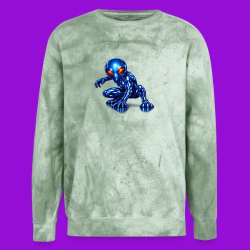 Blue Alien Crouch - Unisex Colorblast Crewneck Sweatshirt