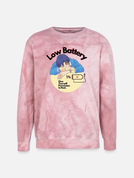 Permission to Rest Battery - Unisex Colorblast Crewneck Sweatshirt - clay