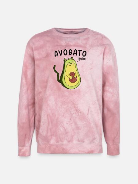 Cheerful Avocado Hugging Seed - Unisex Colorblast Crewneck Sweatshirt - clay