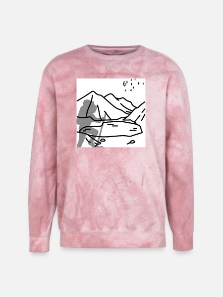 Minimal Mountain Birds Line Art - Unisex Colorblast Crewneck Sweatshirt - clay