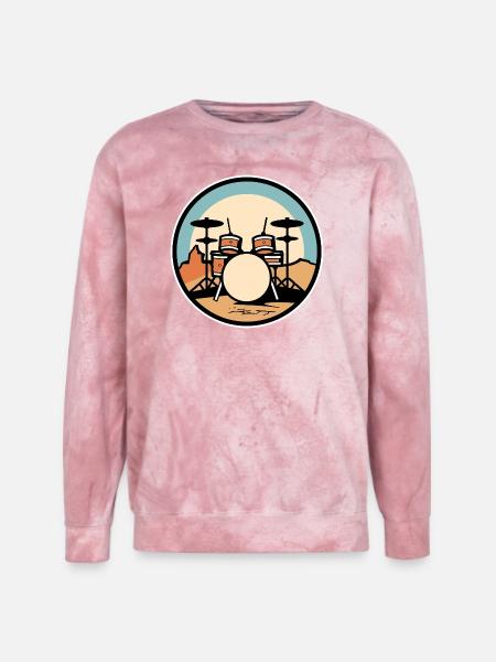 Drum Kit Artwork - Unisex Colorblast Crewneck Sweatshirt - clay