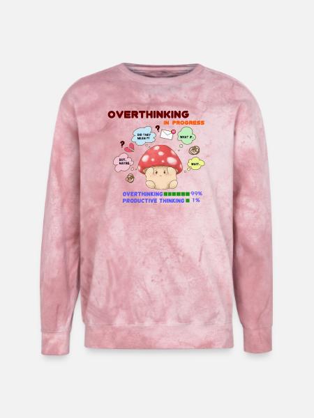 Overthinking Mushroom In Progress - Unisex Colorblast Crewneck Sweatshirt - clay