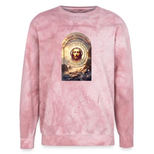Easter He Is Risen Sacred Face T Shirt, wife Gift - Unisex Colorblast Crewneck Sweatshirt