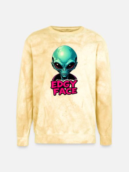 Edgy Face Martian - Unisex Colorblast Crewneck Sweatshirt - citrine