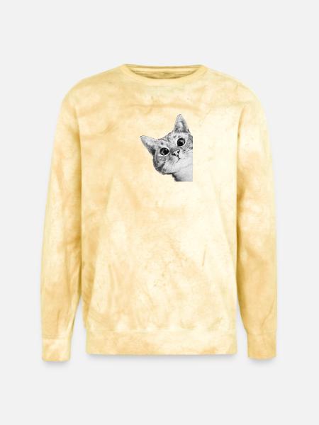 Curious Kitten Mono Sketch - Unisex Colorblast Crewneck Sweatshirt - citrine