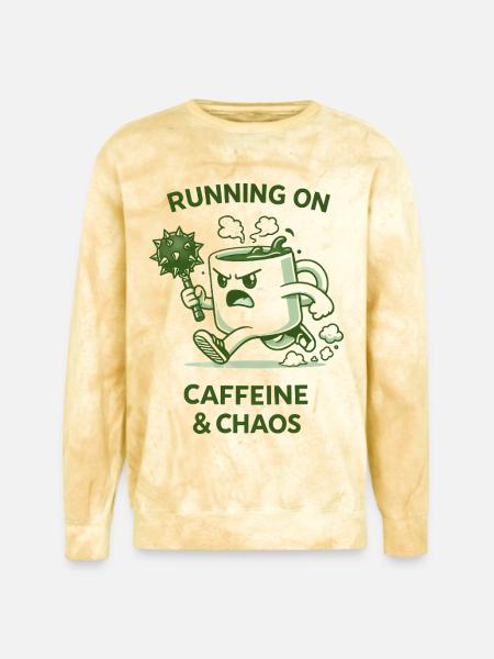 Running on Caffeine & Chaos - Unisex Colorblast Crewneck Sweatshirt - citrine