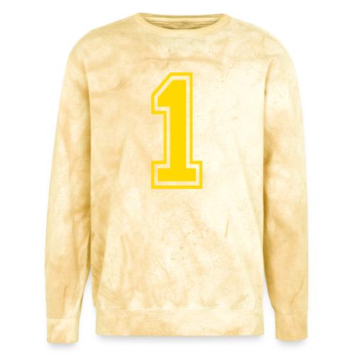 Number 1 in a classic athletic collegiate font - Unisex Colorblast Crewneck Sweatshirt
