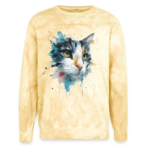 Watercolor cat face - Unisex Colorblast Crewneck Sweatshirt