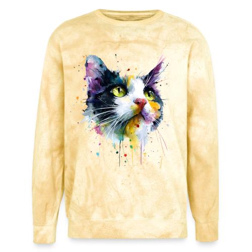 Cat: Painted Purr Expression - Unisex Colorblast Crewneck Sweatshirt