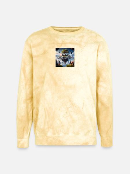 Floating Island Growth Illustration - Unisex Colorblast Crewneck Sweatshirt - citrine