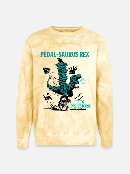Pedal-Saurus Rex – Ride Prehistoric - Unisex Colorblast Crewneck Sweatshirt - citrine