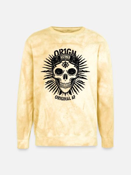 Dark Sunburst Skull Emblem - Unisex Colorblast Crewneck Sweatshirt - citrine