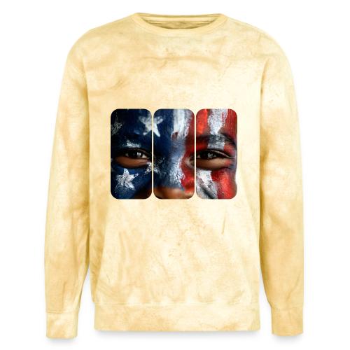 USA: Three Panels of Pride - Unisex Colorblast Crewneck Sweatshirt