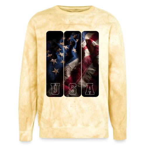 USA: Worn Stars and Stripes - Unisex Colorblast Crewneck Sweatshirt