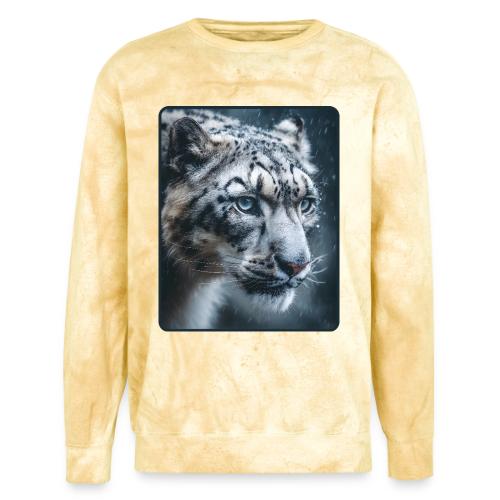Snow Leopard Blue Eyes Design - Unisex Colorblast Crewneck Sweatshirt
