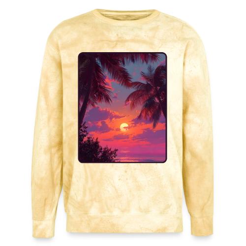 Tropical Sunset Palm Silhouette Design - Unisex Colorblast Crewneck Sweatshirt
