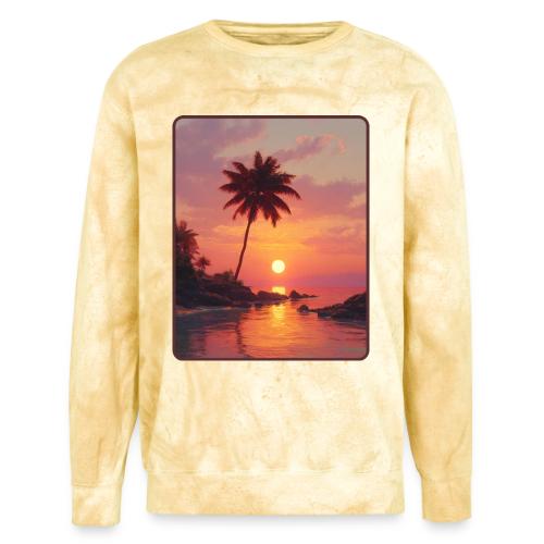 Tropical Beach Sunset Palm Design - Unisex Colorblast Crewneck Sweatshirt