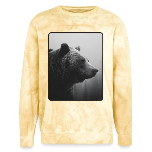 Grizzly Bear Black White Portrait Design - Unisex Colorblast Crewneck Sweatshirt