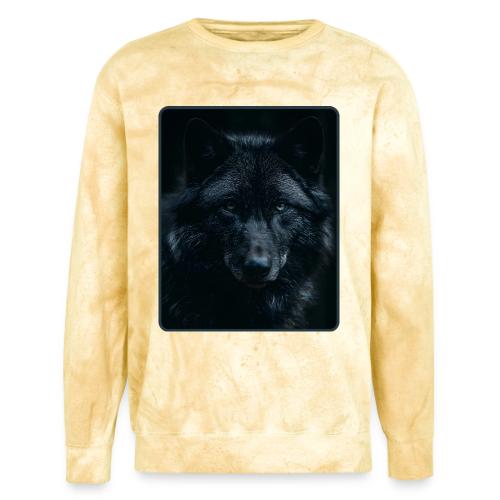 Black Wolf Intense Eyes Portrait Design - Unisex Colorblast Crewneck Sweatshirt