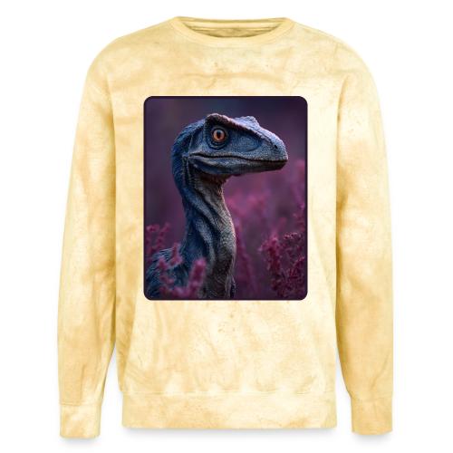 Blue Velociraptor Portrait Design - Unisex Colorblast Crewneck Sweatshirt