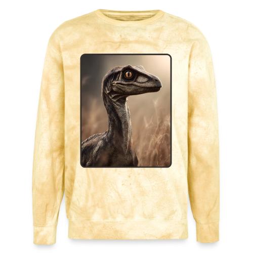 Velociraptor Feathered Portrait Design - Unisex Colorblast Crewneck Sweatshirt