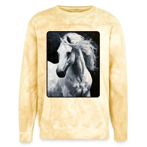 White Horse Oil Painting Design - Unisex Colorblast Crewneck Sweatshirt