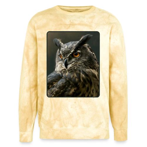 Eurasian Eagle Owl Portrait Design - Unisex Colorblast Crewneck Sweatshirt