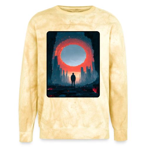Cosmic Portal Future City Design - Unisex Colorblast Crewneck Sweatshirt