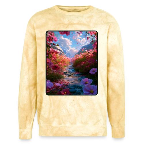 Dreamy Cosmos Valley Landscape Art - Unisex Colorblast Crewneck Sweatshirt