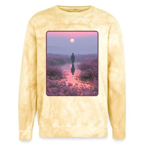 Ethereal Sunset Flower Field Art - Unisex Colorblast Crewneck Sweatshirt