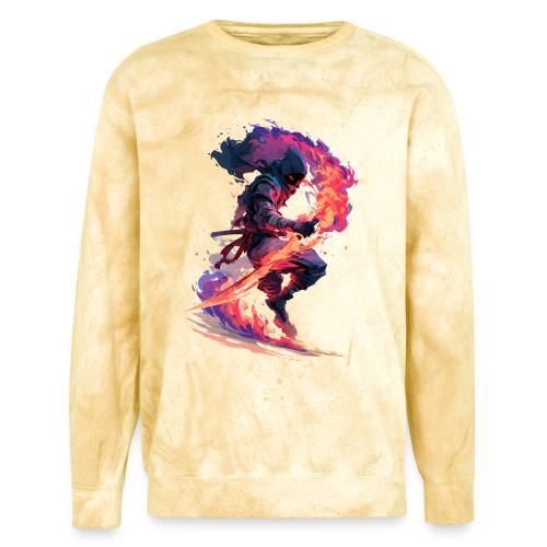 Flaming Ninja Warrior Fantasy Design - Unisex Colorblast Crewneck Sweatshirt