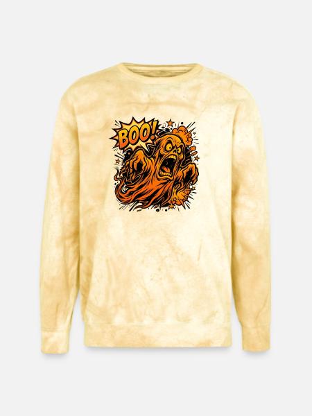 Scary Screaming Ghost Boo Halloween - Unisex Colorblast Crewneck Sweatshirt - citrine