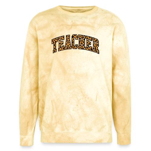 Leopard Print Teacher Typography - Unisex Colorblast Crewneck Sweatshirt