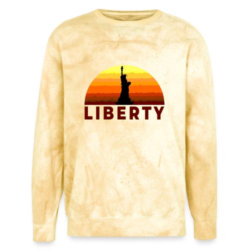 USA: Sunset Liberty Bold - Unisex Colorblast Crewneck Sweatshirt