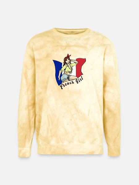 France girl flag design - Unisex Colorblast Crewneck Sweatshirt - citrine