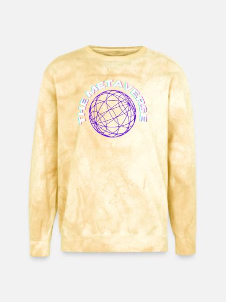 Metaverse Globe Neon Print - Unisex Colorblast Crewneck Sweatshirt - citrine