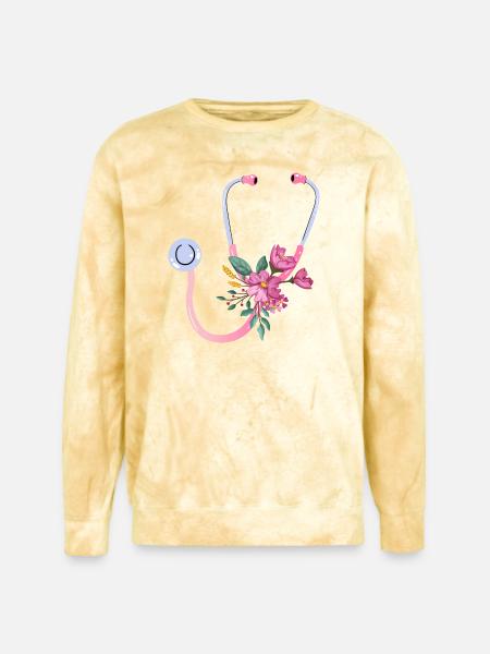 Floral Stethoscope - Unisex Colorblast Crewneck Sweatshirt - citrine