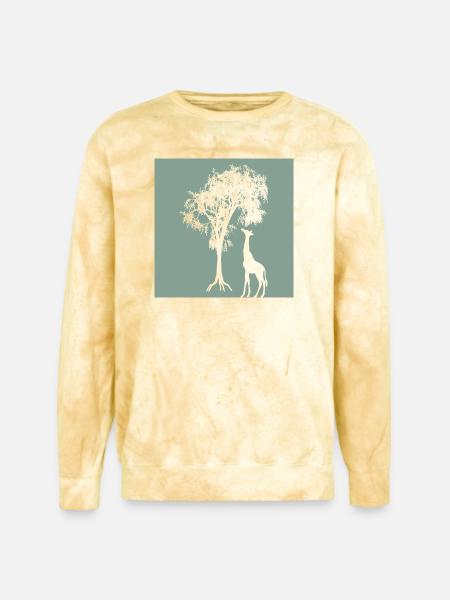 Giraffe Tree Silhouette Nature - Unisex Colorblast Crewneck Sweatshirt - citrine