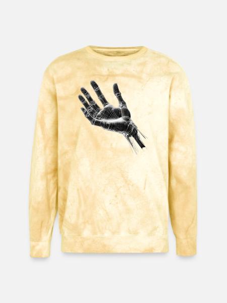 Futuristic Wireframe Hand Design - Unisex Colorblast Crewneck Sweatshirt - citrine