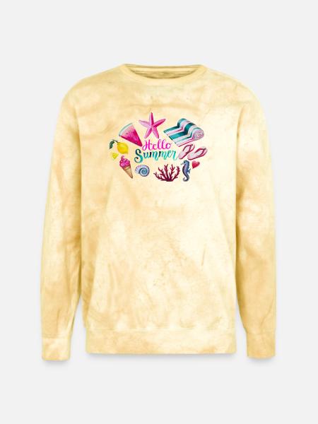 Vibrant Summer Beach Pattern - Unisex Colorblast Crewneck Sweatshirt - citrine