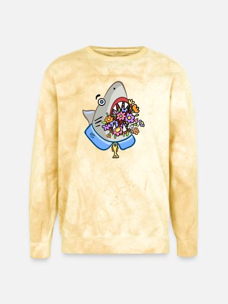Shark Floral Attack - Unisex Colorblast Crewneck Sweatshirt - citrine