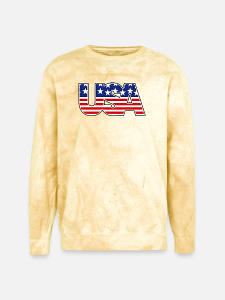 American Flag USA Logo - Unisex Colorblast Crewneck Sweatshirt - citrine