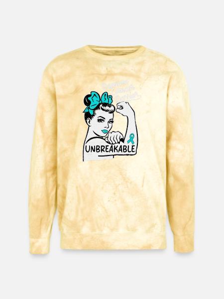 Unbreakable Ovarian Cancer Warrior - Unisex Colorblast Crewneck Sweatshirt - citrine