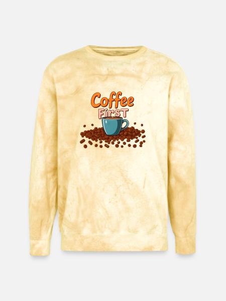 Coffee First Cup Splash - Unisex Colorblast Crewneck Sweatshirt - citrine
