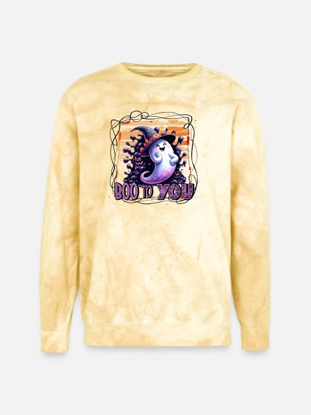 Whimsical Ghost Boo to You - Unisex Colorblast Crewneck Sweatshirt - citrine