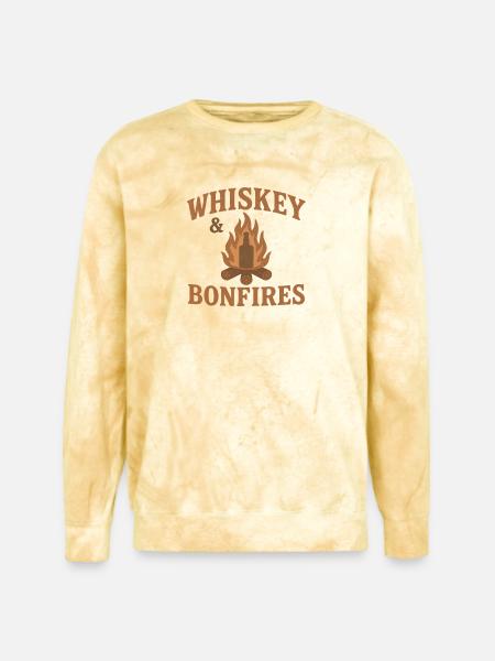 Whiskey & Bonfires - Unisex Colorblast Crewneck Sweatshirt - citrine