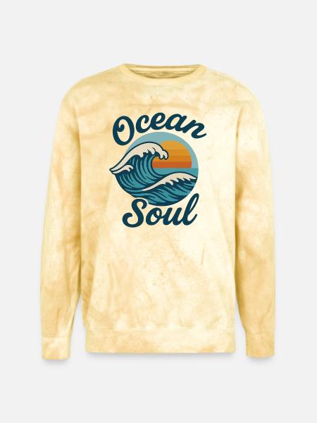 Ocean Soul Waves Sunset - Unisex Colorblast Crewneck Sweatshirt - citrine