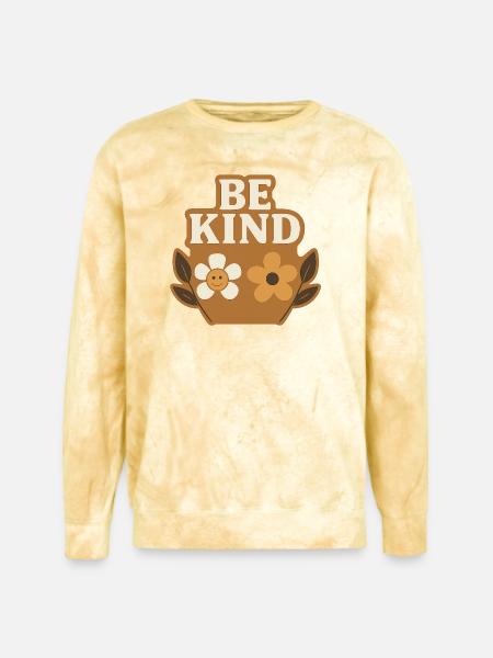 Be Kind Floral Basket Charm - Unisex Colorblast Crewneck Sweatshirt - citrine