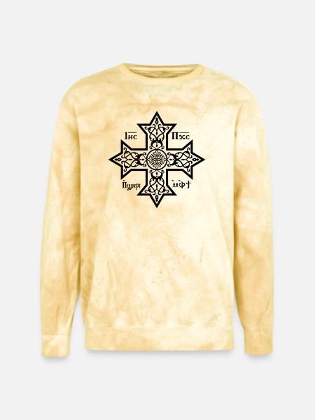 Coptic Cross Black Icon - Unisex Colorblast Crewneck Sweatshirt - citrine